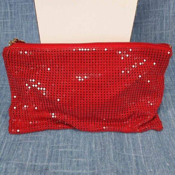 1960s Red Metal Mesh Clutch by Saks 5th Ave - Picture 1 of 5